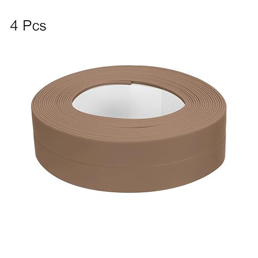 uxcell 4 Rolls of Brown Caulk Sealant Strip Waterproof Self Adhesive, 0.87" x 10.5Ft Toilet Caulk Tape, Bathtub Caulk Sealing Strip for Kitchen Countertop, Sink, and Floor Edge Protector