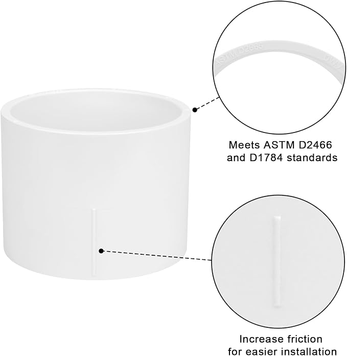 4" PVC DWV Repair Coupling Adapter Pipe Fittings (Socket x Socket) SCH40 4Inch PVC Slip Coupling Connectors for Drain, Waste, Vent