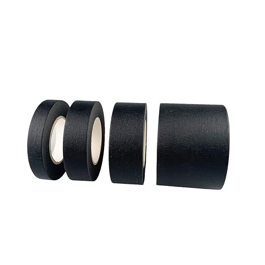 4 Rolls Black Masking Tape Multi-Size | Painters Tape (0.5 Inch, 0.7 Inch, 1 Inch and 2 Inch X 22 Yard)