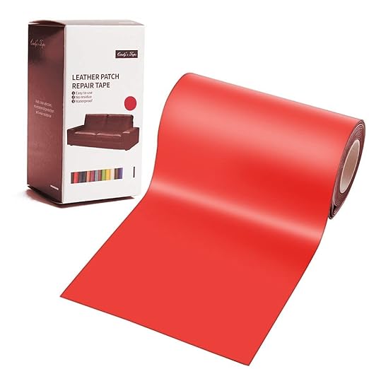 Leather Repair Patch Tape Red 3 x 60 inch Self Adhesive Leather Repair Tape for Furniture, Car Seats, Couch, Sofa, Office Chair, Vinyl Repair Kit
