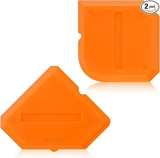 Outus 2 Pieces Caulking Tool Set Silicone Sealant Grout Tool for Kitchen Bathroom Floor Sealant Sealing(Orange)
