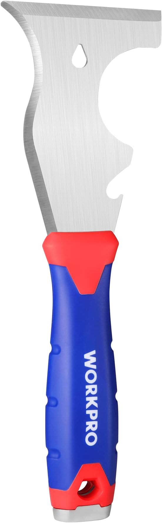 WORKPRO Paint Scraper, 8 in 1 Paint Remover, Metal Putty Knife with Hammer End and Can Opener, Stainless Steel Scraper Tool for Removing Caulk, Painting, Wood and Wallpaper