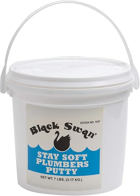 Black Swan Stay Soft Plumbers Putty, 7lbs - Crack-Resistant, Ideal for Sink Drain, Faucets & Fixtures, Stretchable Plumber Putty - White