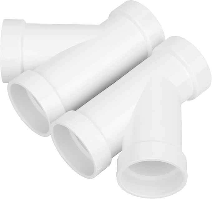 2Pack 2" PVC 45 Degree Wye DWV Pipe Fittings (Socket x Socket x S) SCH40 PVC DWV Sanitary Y-TEE Pipe Fittings Connectors for Drain, Waste, Vent