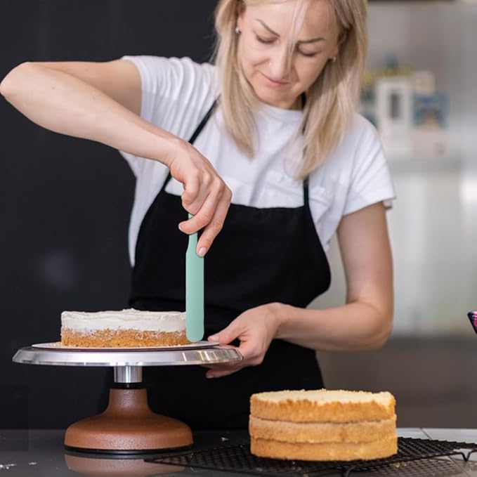 Silicone Jar Spatula,Non-Stick Heat Resistant Kitchen Thin Spatula,Sourdough Stirring Stick,Jam Spreader for Peanut Butter,Cake Cream Butter Spatulas for Scraping Icing Bread Cream (Light green)