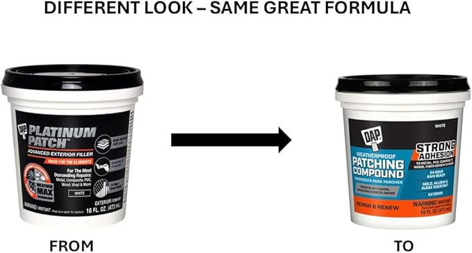 DAP Weatherproof Patching Compound, White, 16 Oz (7079818740)