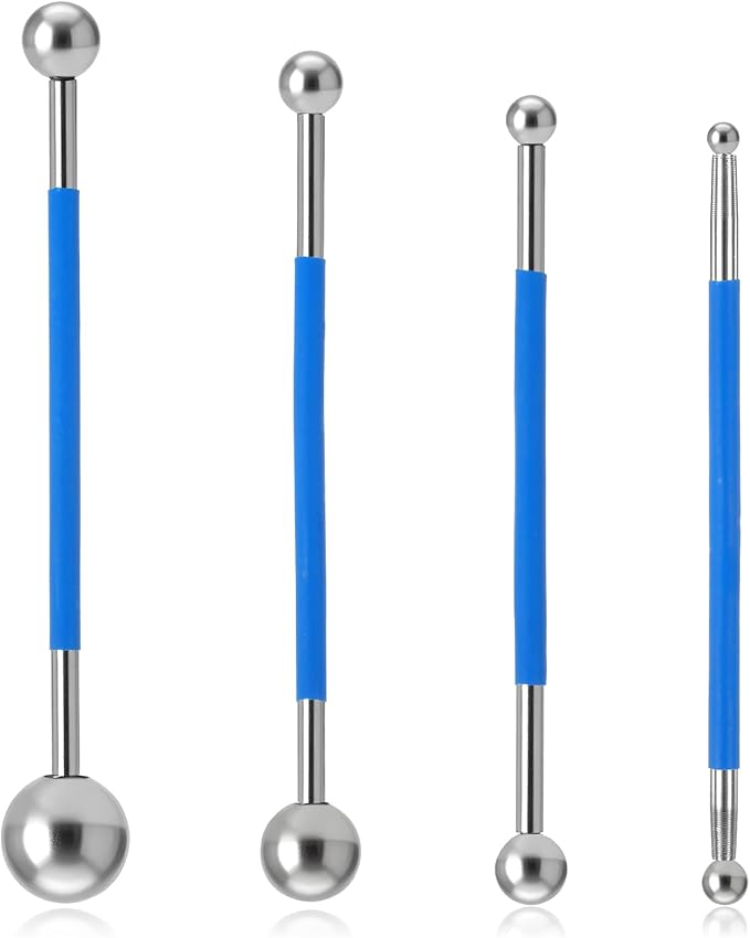 4 Pcs Caulking Ball Tool Kit Tile Floor Ball Ending Tiling Tool Joint Grout Repair Concrete Countertop Caulking Spreader Polymer Clay Tools for Tile Coating Sealant Finishing
