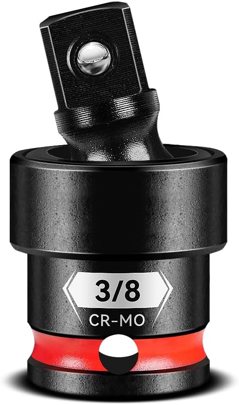 BLACKROBOT 3/8" Drive Impact Universal Joint Set, CR-MO Swivel Socket Adapter for Automotive & Motorcycle Repair, Flexibly Reach Tight-Angle Fasteners