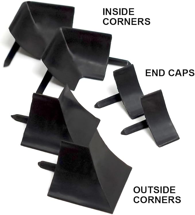 InstaTrim Corner & End Caps - Six Black 1/2" Wide Trim Corner and End Pieces - Finishing Caps for Corners & Exposed Ends - Paintable