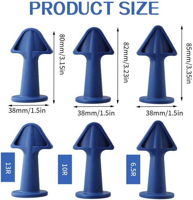 Caulking Tips 6pcs Caulk Gun Tips Blue Silicone Sealant Nozzles Kit, Multi-Functional Silicone Sealant Nozzle for Finishing Grouting and Tile Joints(6.5R,10R,13R)