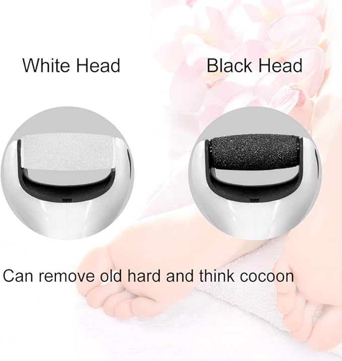 Electric Foot File Hard Skin Remover Pedicure Tools Electronic Callus kit for Cracked Heels and Dead Skin with 2 Roller Heads, Black