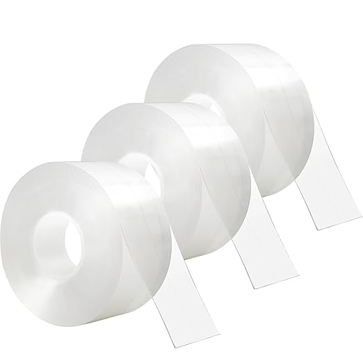 3 Rolls 10.5 Feet Caulk Tape Toilet Caulking Strip Self Adhesive Bathroom Sealing Peel and Stick Caulk Strip for Bathtub, 1.5 Inches (Transparent)