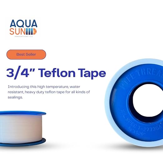 Teflon Tape 3/4 Inch x 520” – PTFE Thread Seal Tape for Plumbers, Pipe Fittings, Air & Water Lines – Leak-Proof, Non-Stick, Easy to Apply (25)