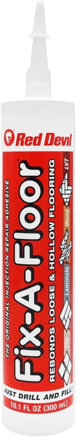 The Original Fix-A-Floor Loose Tile Repair Adhesive - Tile, Porcelain, Ceramic, Marble, Stone & Wood. Custom Tip for All Grout Sizes – 10.1 oz. *for Best Results Use The Proven Power of a Caulk Gun*