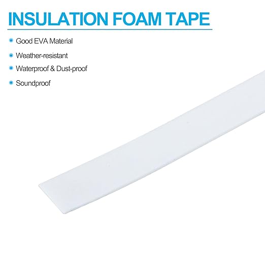 PATIKIL 3/8" W x 3/64" T x 16.4Ft EVA Single Sided Foam Tape, 2Pcs Multipurpose Sealing Strip Foam Waterproof Weather Stripping Foam Sealing Foam Strips with Adhesive for Door, White