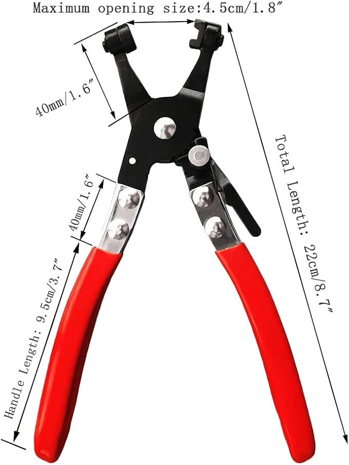 Wide & Flat band Hose Clamp Pliers, Coolant Hose Clips, Works on all Flat Band Style Hose Clamps of Removal and Installation,for Car Fuel Oil Water Pipe Repair Tools (Wide & Flat band Pliers)