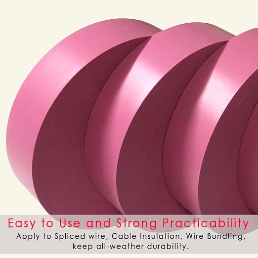 LYLTECH Pink Vinyl Electrical Tape 3/4in x 66ft Waterproof | Vinyl rubber adhesive, strong sticky durable insulation tape, suitable for wiring repair within 600V and 176℉