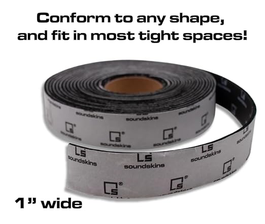 Soundskins Silent Insulation Strip Sound Deadening Closed Cell Acoustic Foam Tape SSK-Strip Rubber Closed Cell Foam (1" x 17 ft)