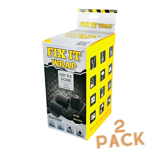 Fix It Wrap Repair Wrap | Strong Fiber Weld Fix | Fiberglass Repair Tape -2 Pack (4 INCH)