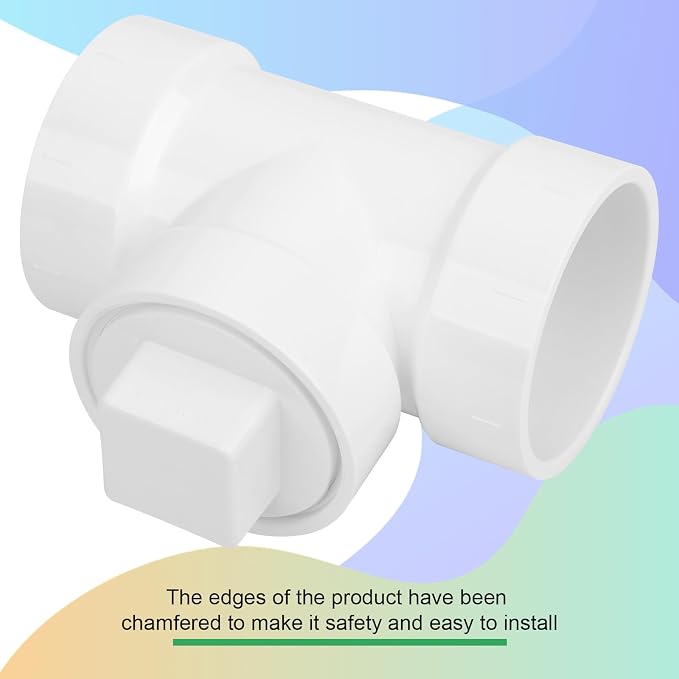 3Pack 2IN PVC DWV Cleanout Tee with Plug Pipe Fitting (Socket x Socket x FPT) SCH40 2IN DWV PVC Sewer Cleanout Tee with NPT Female Cap Cover for pipe, Drain, Waste, Vent