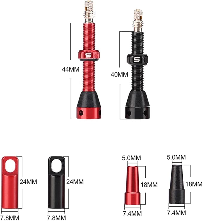 Tubeless Value Stems 40mm 44mm Premium No Leak Tubeless Presta Valve Stems Kits with Integrated Value Core Remover Tool and Valve Stem Caps Fit Most Bicycle Tubeless Rims Pair