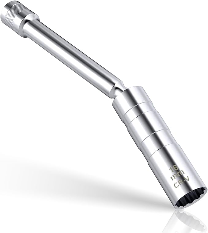 16mm Spark Plug Socket, Thin Wall 3/8" Drive Spark Plug Socket Removal Tool, 12 Point x 5.9" Total Length, 360 Degree Magnetic Swivel 5/8" Spark Plugs Socket for Most Car Models