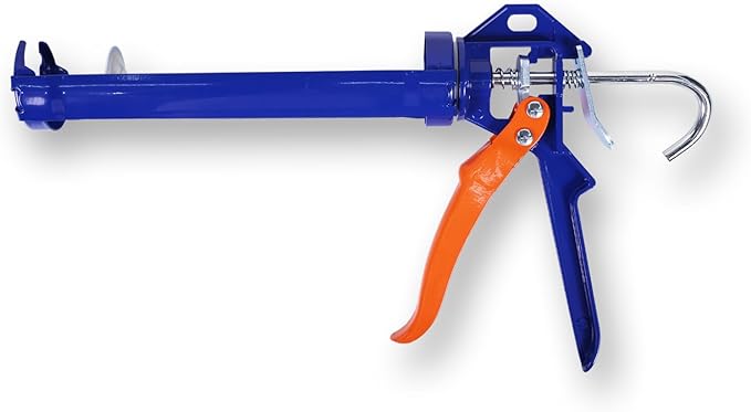 WADFOW 9" Caulk Gun,Sealant Finishing Tool for Kitchen Bathroom Sink Joint,No Drip Silicone Gun with Rotating Cradle,Smooth Round Rod for 10oz Caulk Tubes