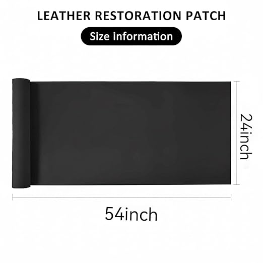 Leather Repair Patch, Large Vinyl Patch Kit, Self Adhesive Leather Repair Tape, Vinyl Repair Tape, for Couches, Car Seats, Chairs, Furniture (Black, 24 x 54 Inch)
