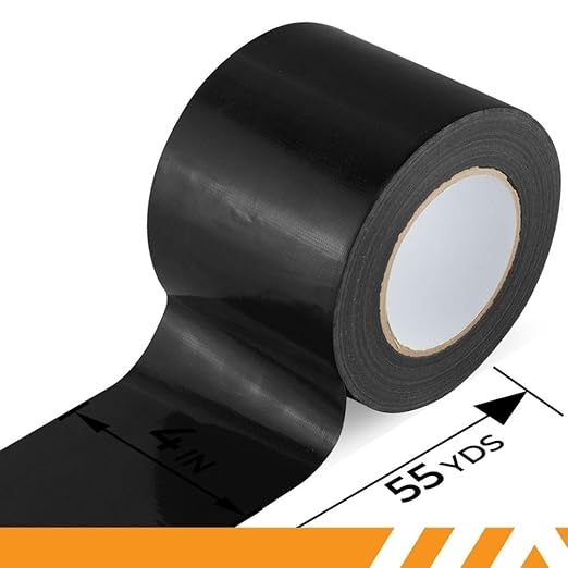 GTSE Wide Duct Tape, Black, 4 Inches x 55 Yards (164 ft), Heavy Duty, Waterproof Repair Tape for Indoor or Outdoor Use, 48 Rolls
