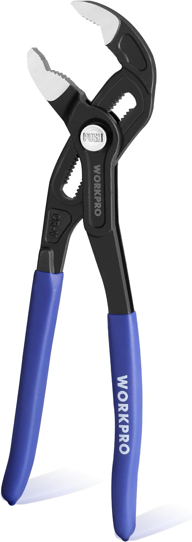 WORKPRO 10 Inch Water Pump Pliers, V-Jaw Groove Joint Pliers, CR-V Quick Adjustable Pliers for Home and Industrial Repair, Push-Lock, Soft Grip, Upgraded Wide Opening