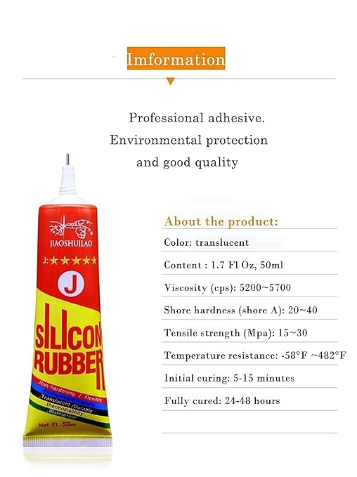 Silicone Glue,Clear Silicone Adhesive for Silicone Rubber Waterproof,Instant,Heat Resisting,Liquid Silicone Sealant Super Glue for Plastic,Metal,Wood,Electronic Components,TPU TPR TPE,50ml