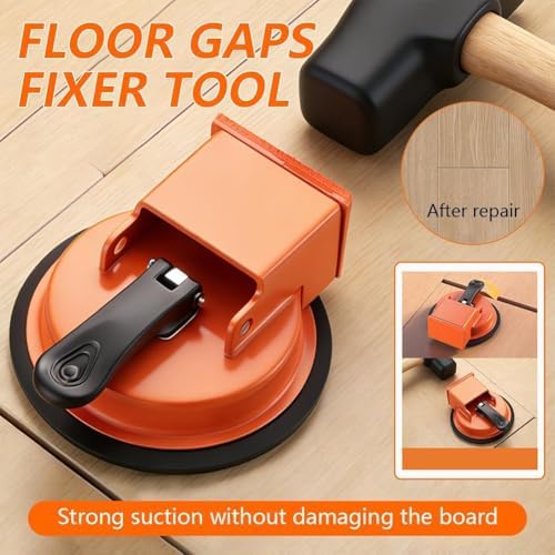 Floor Gap Fixer Tool- Strong Suction Cup, Plank Grabber with Suction Cup, Flooring Gap Repair Tool for Wood, Tile, Vinyl & Laminate Flooring | Floor Installation & Repair Kit (Suction Cup + Hammer)