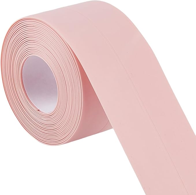 CRASPIRE 10.5 Feet Bath Sealant Strip Pink Sealing Tape PVC Waterproof Self Adhesive Kitchen Toilet Bathtub Surround Edge Corner Protector Caulking Decorative Tape for Bathroom Floor Caulk Sink Shower