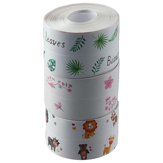 1.5inch x 10.5Feet Caulk Tape,Bathroom Adhesive Seam Stickers,Cute Pattern Seam Stickers,Self-Adhesive Caulking Sealing Tape,for Countertop,Sink,Bathroom,Toilet,Bathtub Floor