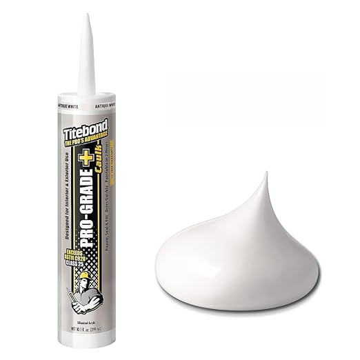 Titebond Pro-Grade Plus Siliconized Acrylic Caulk, Antique White – Multi-Purpose Interior/Exterior Sealant for Wood, Metal, Glass, Tile, Fast-Drying – 8471, 10.1 Oz. Cartridge