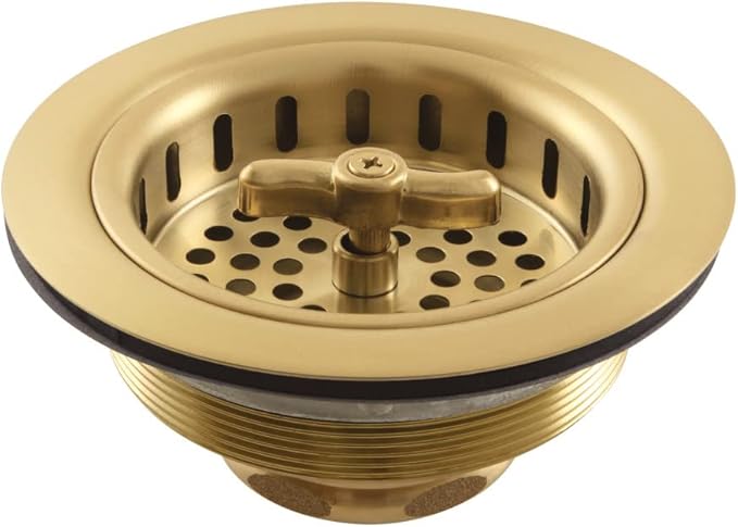 Kingston Brass K212BB Tacoma Spin and Seal Sink Basket Strainer, Brushed Brass