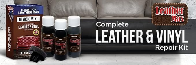 Blend It On Leater Max Black Mix Leather Repair Kit for Couches - Vinyl & Upholstery Repair Kit for Car Seats, Sofa & Furniture - Liquid Scratch Filler Formula Repairs Couch Tears & Burn