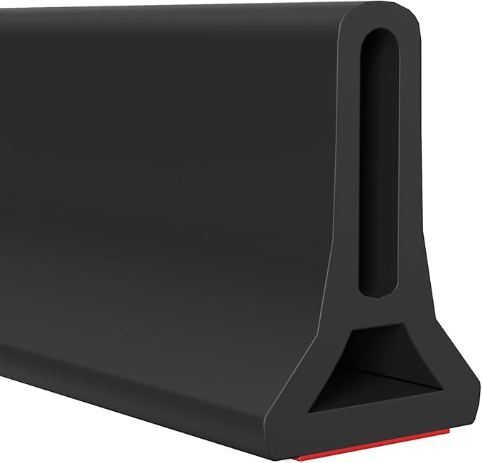 Hi-Na 3ft/5ft/6ft/8ft10ft Collapsible Shower Threshold Water Dam Water Barrier for Shower and Water Stopper Keeps Water Inside Water Threshold for Wet and Dry Separation (8ft, Black)