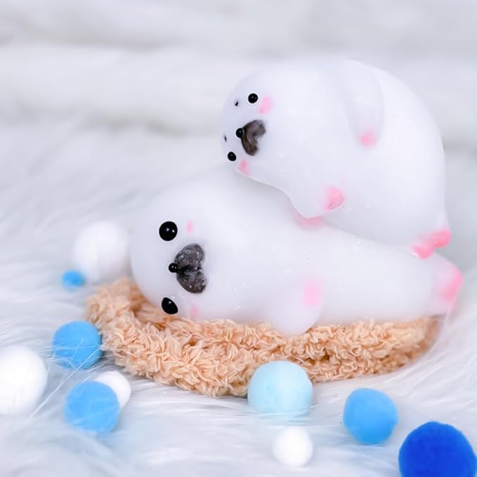 Taba Squishy Kit Big Seal Silicone Mold 6''+Liquid Gel+Flocking Cute Animal Making Set