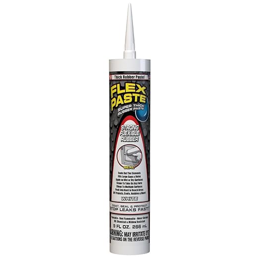 Flex Paste, Waterproof Paintable Putty, Spackle Sealant, Fill Gaps Cracks Holes - Block Out Water and Air - UV Resistant - Walls, Drywall, EPDM, Concrete, Roof, RV Repairs, White, Cartridge
