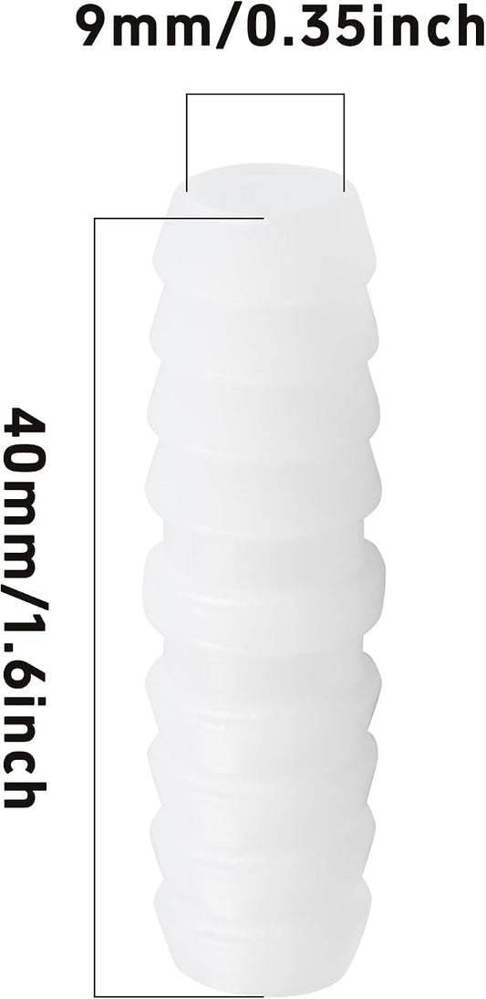 6Pcs 3/8" x 3/8" Plastic Hose Barb Fittings, Barbed Splicer Mender Joint Adapter Union Connectors for Aquarium, Household, Fuel, Gas, Liquid, Air Hose Repair