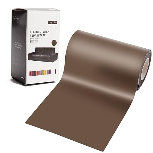 Leather Repair Patch Tape Brown 3 x 60 inch Self Adhesive Leather Repair Tape for Furniture, Car Seats, Couch, Sofa, Office Chair, Vinyl Repair Kit