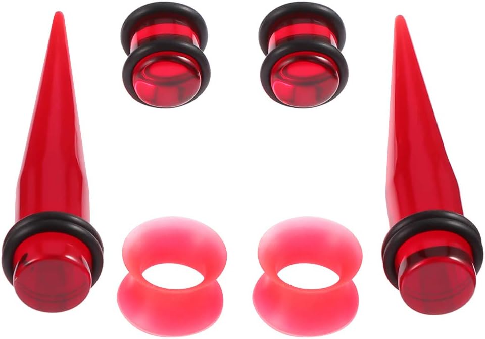 JieyueJewelry 50/54 Pieces Ear Stretching Kit 14G-00G Acrylic Tapers and Plugs + Silicone Tunnels - Ear Gauges Expander Set Body Piercing Jewelry