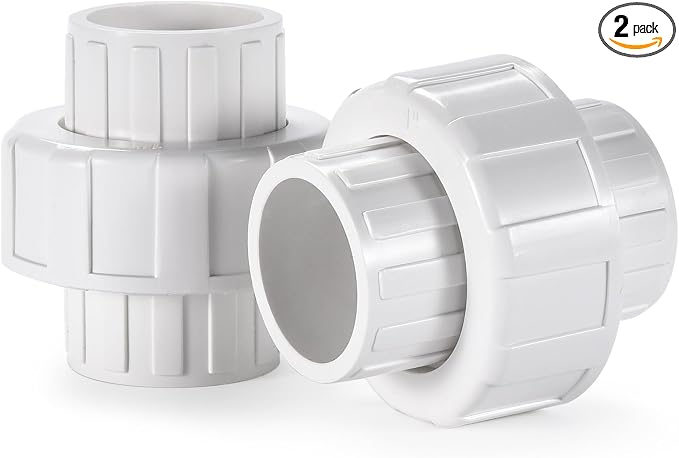 VYH 1" PVC Union Coupling Pipe Fitting,1" PVC Slip Union Schedule 40, PVC Adapter(Socket x Socket), built-in EPDM O-Ring, White (2 Pack)