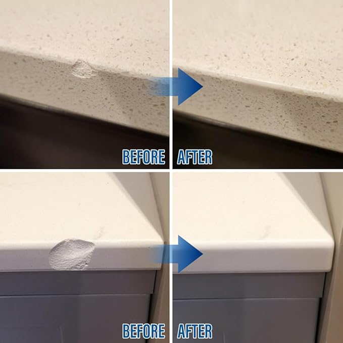 Quartz Countertop Repair Kit (White), Quick-Drying Quartz Repair Kit for Edge Chips, Cracks, Scratches, Nicks on Quartz, Granite, Marble, Porcelain and Other Natural Stone Surfaces