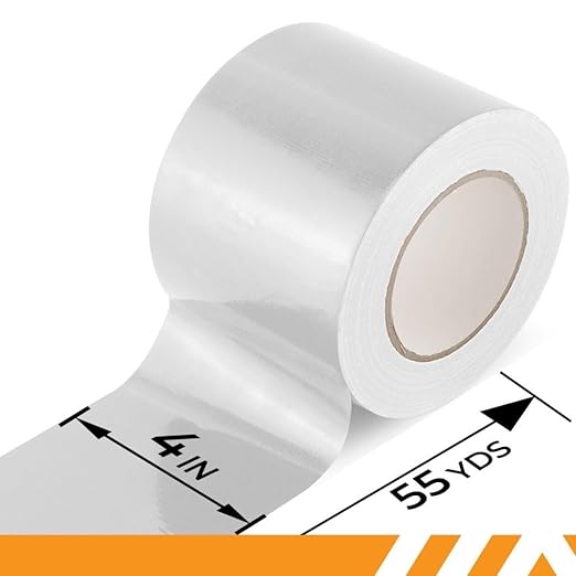 GTSE Wide Duct Tape, White, 4 Inches x 55 Yards (164 ft), Heavy Duty, Waterproof Repair Tape for Indoor or Outdoor Use, 24 Rolls