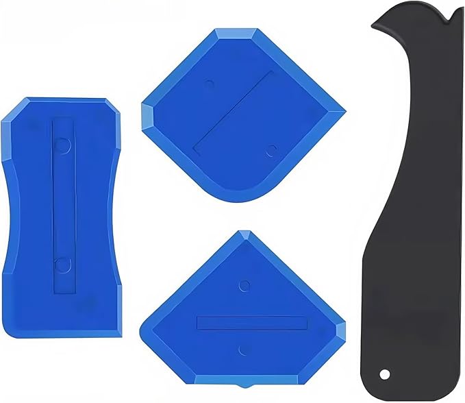 Silicone Caulking Tool Kit, 3 In 1 Stainless Steel Scrapers with Multiple Angles, Caulk Remover Glass Glue Angle Scraper, for Bathroom, Kitchen, Floor, Window, Sink Joint & Frames Seal