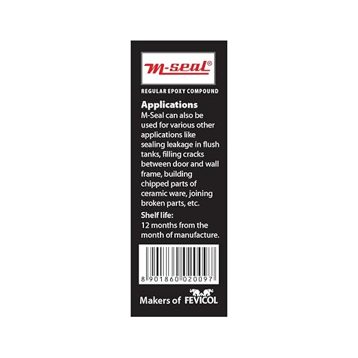 Pidilite M-SEAL Regular Epoxy Compound 1 x 25g - Waterproof, High Strength, Flexible, Quick Curing - Bonds Metal, Glass, Concrete, Ceramic - Clear