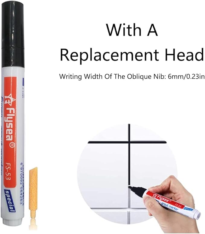6 Pack Tiles Joint Repair Pens Tile Grout Line Marker Repair Pens Waterproof Water Based Ink for Kitchen Bedroom Wall Floor Tile Gaps (Black)