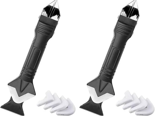2 Pack 3-IN-1 Caulk Tool for Removal and Application, for Bathroom, Kitchen, Flooring, Windows, Sinks and Frames Seal
